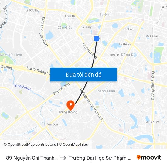 89 Nguyễn Chí Thanh - Ktx Đại Học Luật to Trường Đại Học Sư Phạm Nghệ Thuật Trung Ương map