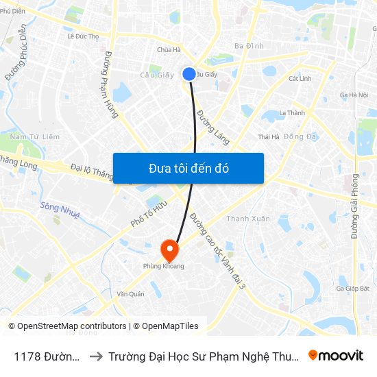 1178 Đường Láng to Trường Đại Học Sư Phạm Nghệ Thuật Trung Ương map