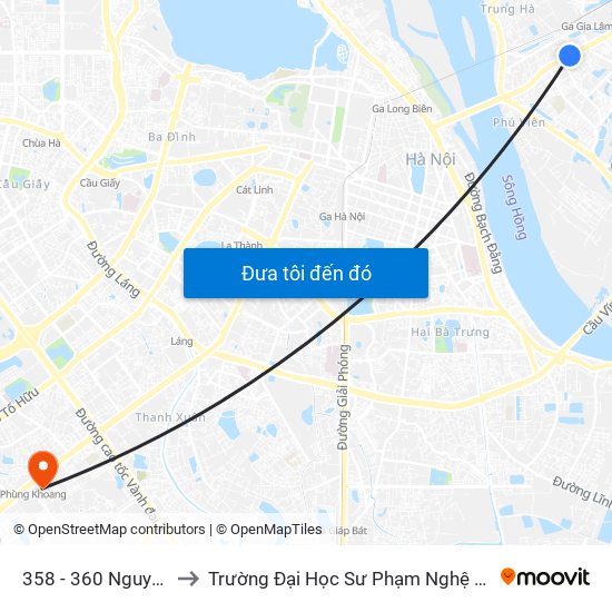 358 - 360 Nguyễn Văn Cừ to Trường Đại Học Sư Phạm Nghệ Thuật Trung Ương map