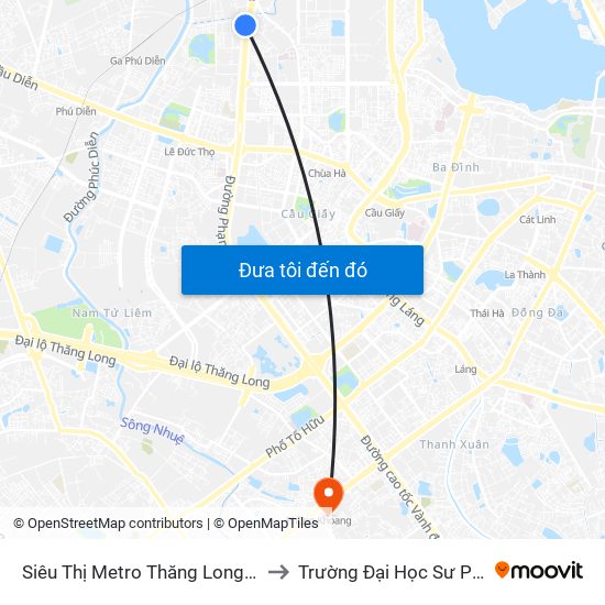 Siêu Thị Metro Thăng Long - Đối Diện Ngõ 599 Phạm Văn Đồng to Trường Đại Học Sư Phạm Nghệ Thuật Trung Ương map