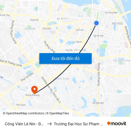 Công Viên Lê Nin - Đối Diện 35 Trần Phú to Trường Đại Học Sư Phạm Nghệ Thuật Trung Ương map