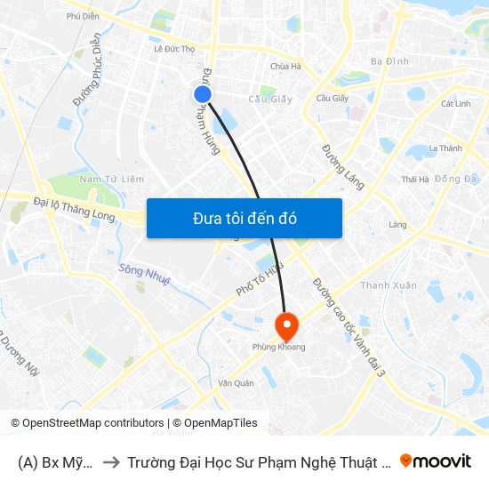 (A) Bx Mỹ Đình to Trường Đại Học Sư Phạm Nghệ Thuật Trung Ương map