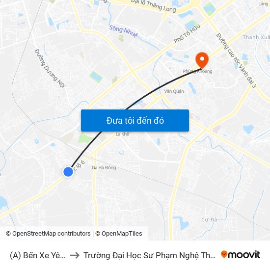 (A) Bến Xe Yên Nghĩa to Trường Đại Học Sư Phạm Nghệ Thuật Trung Ương map