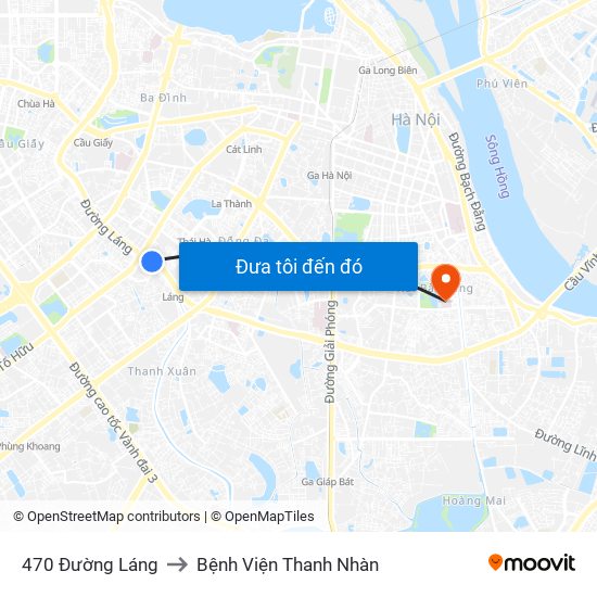 470 Đường Láng to Bệnh Viện Thanh Nhàn map