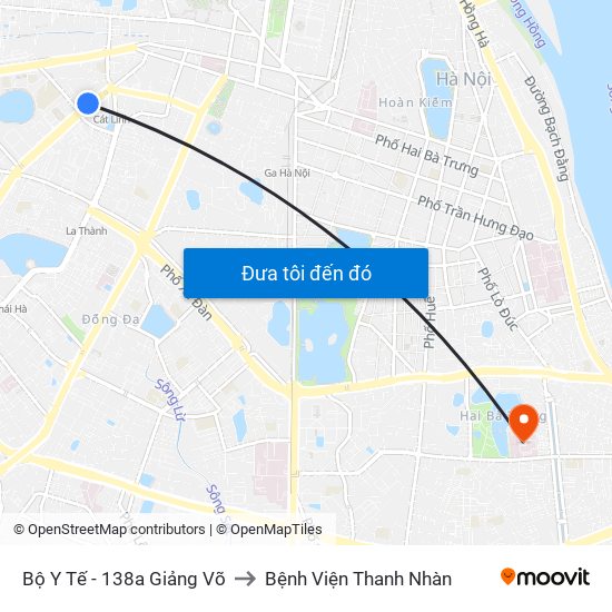 Bộ Y Tế - 138a Giảng Võ to Bệnh Viện Thanh Nhàn map