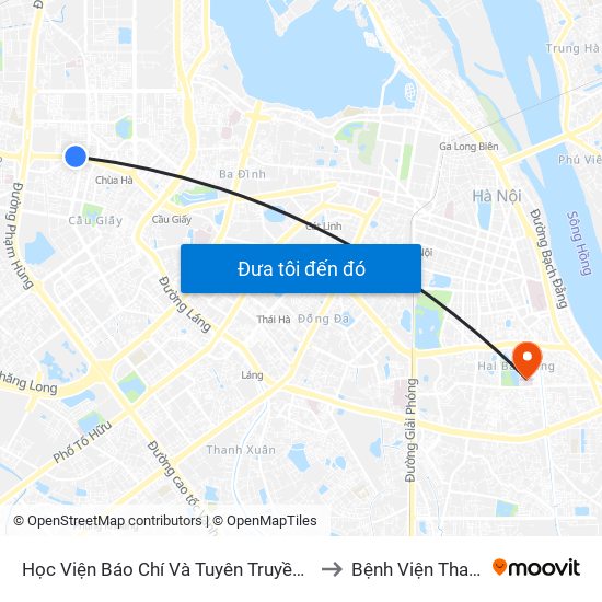 Học Viện Báo Chí Và Tuyên Truyền - 36 Xuân Thủy to Bệnh Viện Thanh Nhàn map