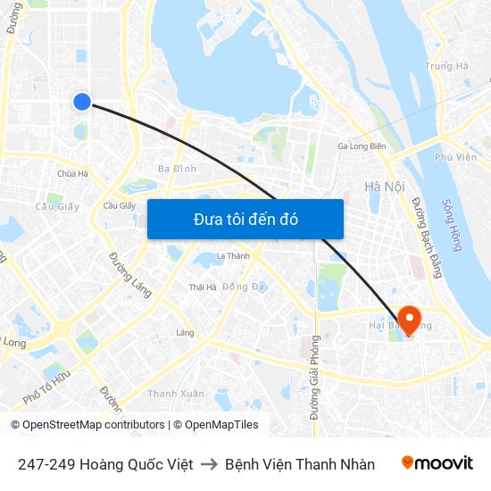 247-249 Hoàng Quốc Việt to Bệnh Viện Thanh Nhàn map