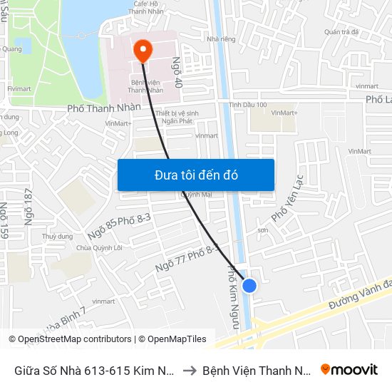 Giữa Số Nhà 613-615 Kim Ngưu to Bệnh Viện Thanh Nhàn map