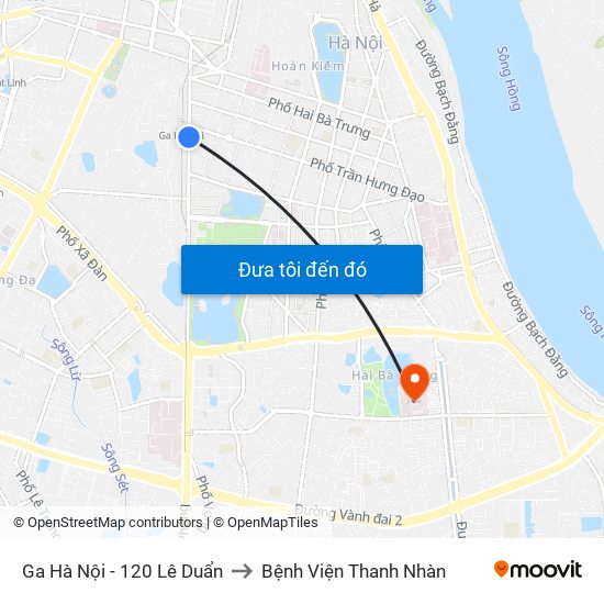 Ga Hà Nội - 120 Lê Duẩn to Bệnh Viện Thanh Nhàn map
