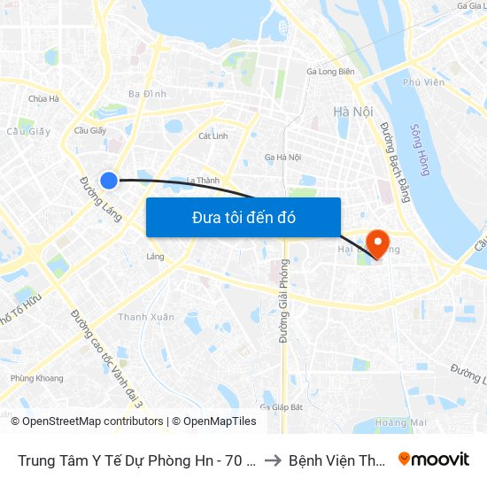 Trung Tâm Y Tế Dự Phòng Hn - 70 Nguyễn Chí Thanh to Bệnh Viện Thanh Nhàn map