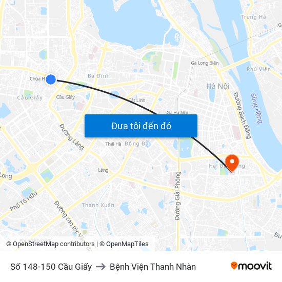 Số 148-150 Cầu Giấy to Bệnh Viện Thanh Nhàn map