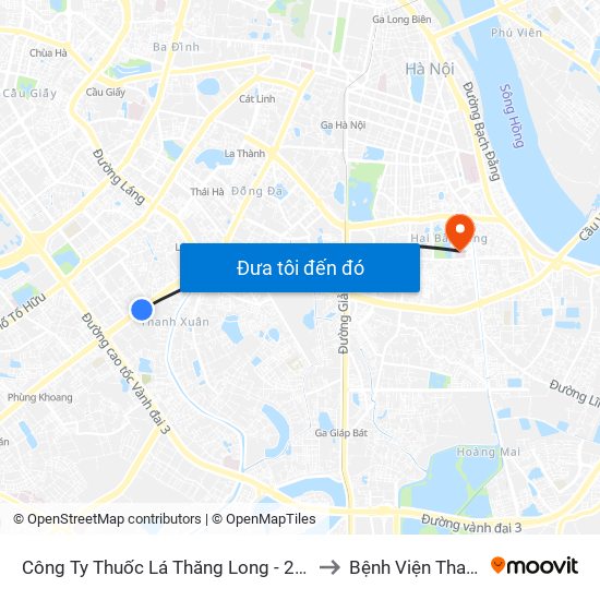 Công Ty Thuốc Lá Thăng Long - 235 Nguyễn Trãi to Bệnh Viện Thanh Nhàn map