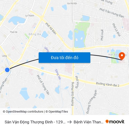 Sân Vận Động Thượng Đình - 129 Nguyễn Trãi to Bệnh Viện Thanh Nhàn map