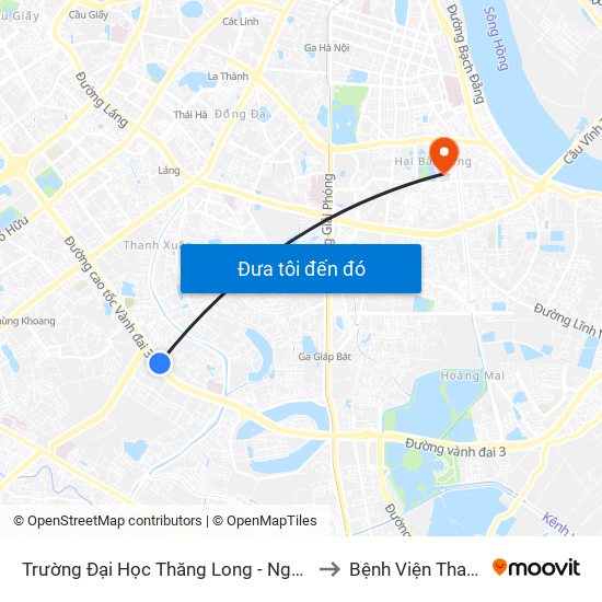 Trường Đại Học Thăng Long - Nghiêm Xuân Yêm to Bệnh Viện Thanh Nhàn map