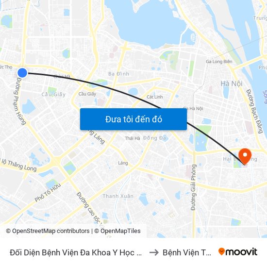 Nhà Máy Nước Mai Dịch - Phạm Hùng to Bệnh Viện Thanh Nhàn map