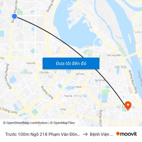 Trước 100m Ngõ 218 Phạm Văn Đồng (Đối Diện Công Viên Hòa Bình) to Bệnh Viện Thanh Nhàn map