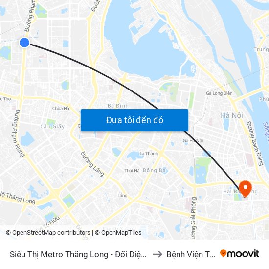 Siêu Thị Metro Thăng Long - Đối Diện Ngõ 599 Phạm Văn Đồng to Bệnh Viện Thanh Nhàn map