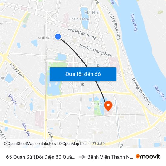 65 Quán Sứ (Đối Diện 80 Quán Sứ) to Bệnh Viện Thanh Nhàn map