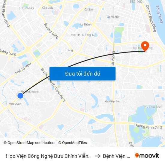 Học Viện Công Nghệ Bưu Chính Viễn Thông - Trần Phú (Hà Đông) to Bệnh Viện Thanh Nhàn map