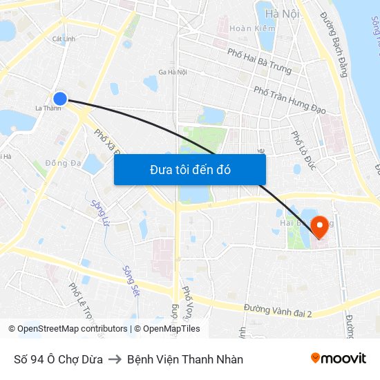 Số 94 Ô Chợ Dừa to Bệnh Viện Thanh Nhàn map