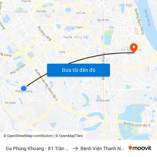 Ga Phùng Khoang - 81 Trần Phú to Bệnh Viện Thanh Nhàn map