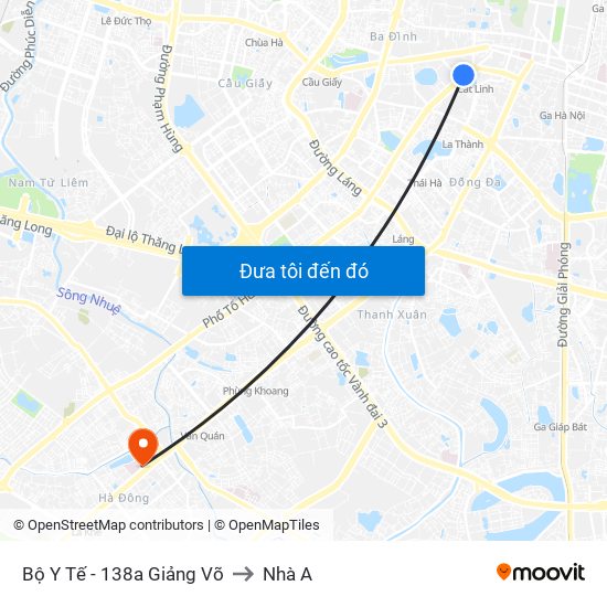 Bộ Y Tế - 138a Giảng Võ to Nhà A map