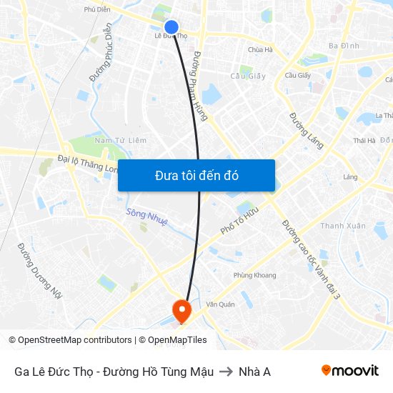 Ga Lê Đức Thọ - Đường Hồ Tùng Mậu to Nhà A map