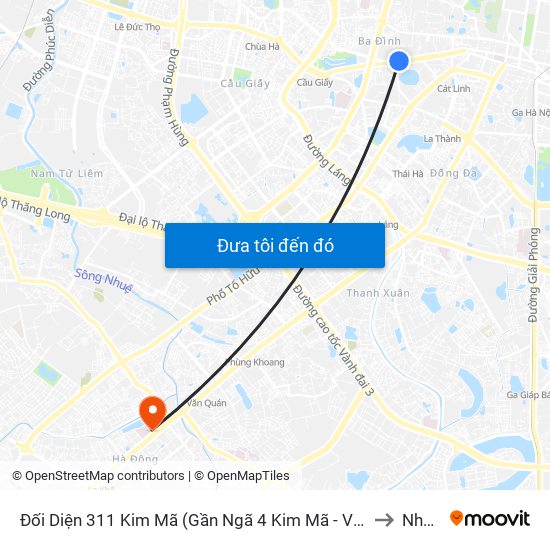 Đối Diện 311 Kim Mã (Gần Ngã 4 Kim Mã - Vạn Bảo) to Nhà A map