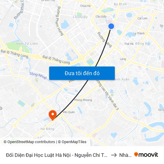 Đối Diện Đại Học Luật Hà Nội - Nguyễn Chí Thanh to Nhà A map