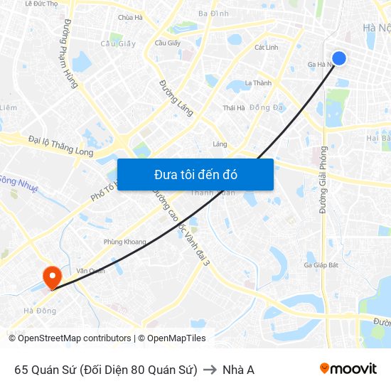 65 Quán Sứ (Đối Diện 80 Quán Sứ) to Nhà A map