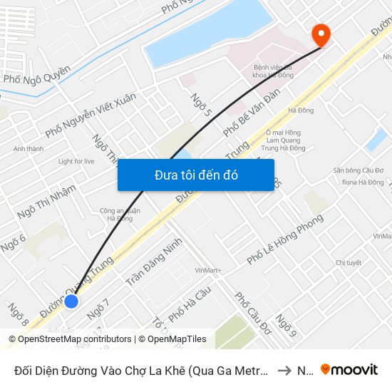 Đối Diện Đường Vào Chợ La Khê (Qua Ga Metro La Khê) - 405 Quang Trung (Hà Đông) to Nhà A map