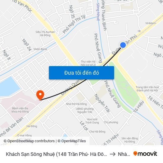 Khách Sạn Sông Nhuệ (148 Trần Phú- Hà Đông) to Nhà A map