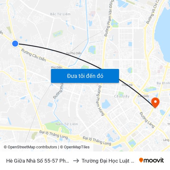 Hè Giữa Nhà Số 55-57 Phố Nhổn to Trường Đại Học Luật Hà Nội map