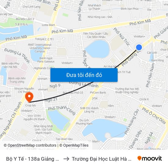 Bộ Y Tế - 138a Giảng Võ to Trường Đại Học Luật Hà Nội map