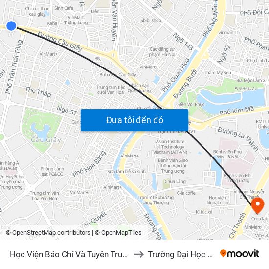 Học Viện Báo Chí Và Tuyên Truyền - 36 Xuân Thủy to Trường Đại Học Luật Hà Nội map