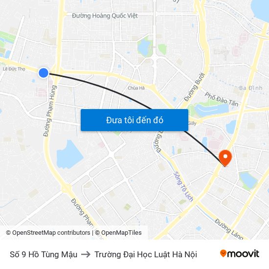 Số 9 Hồ Tùng Mậu to Trường Đại Học Luật Hà Nội map