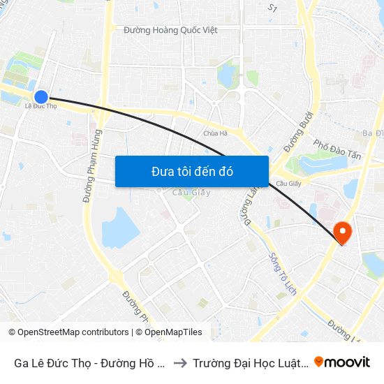 Ga Lê Đức Thọ - Đường Hồ Tùng Mậu to Trường Đại Học Luật Hà Nội map