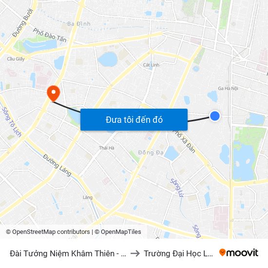 Đài Tưởng Niệm Khâm Thiên - 45 Khâm Thiên to Trường Đại Học Luật Hà Nội map