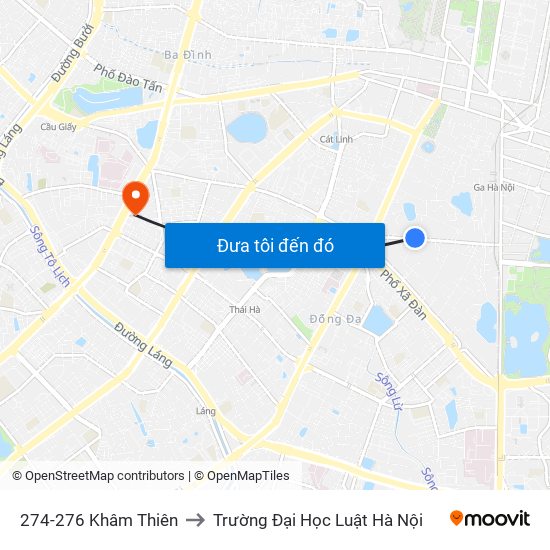 274-276 Khâm Thiên to Trường Đại Học Luật Hà Nội map