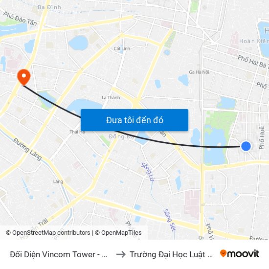 Đối Diện Vincom Tower - Bà Triệu to Trường Đại Học Luật Hà Nội map