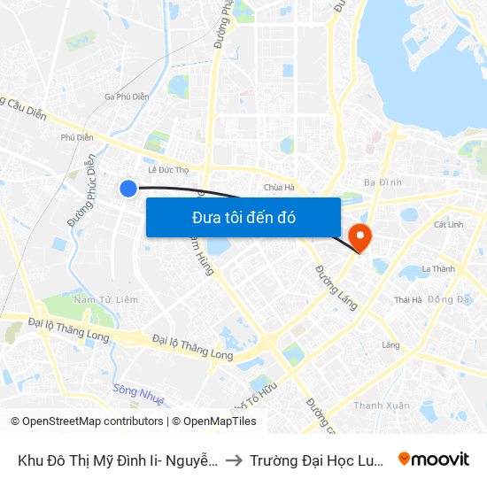 Khu Đô Thị Mỹ Đình Ii- Nguyễn Cơ Thạch to Trường Đại Học Luật Hà Nội map