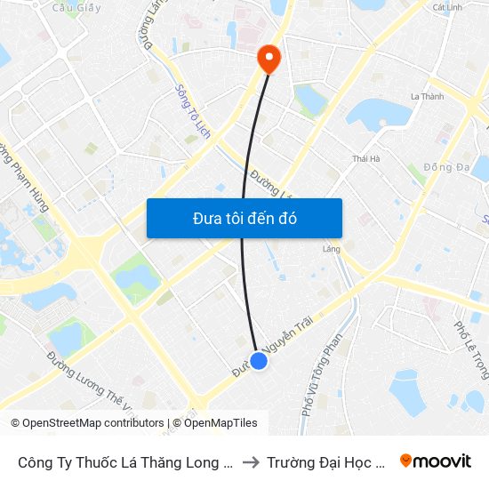 Công Ty Thuốc Lá Thăng Long - 235 Nguyễn Trãi to Trường Đại Học Luật Hà Nội map