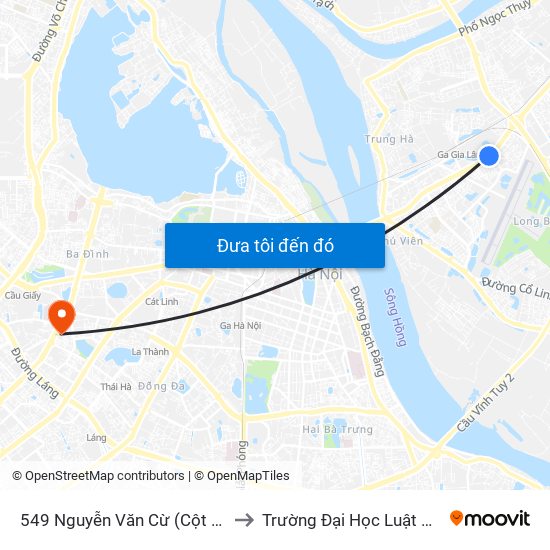 549 Nguyễn Văn Cừ (Cột Trước) to Trường Đại Học Luật Hà Nội map