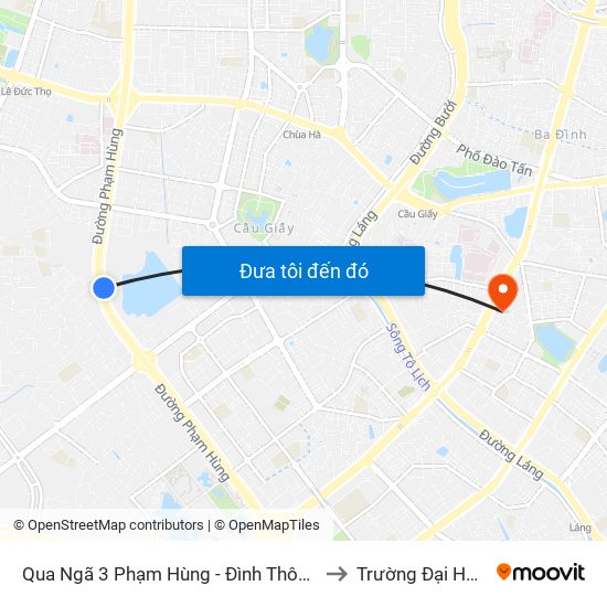 Qua Ngã 3 Phạm Hùng - Đình Thôn (Hướng Đi Phạm Văn Đồng) to Trường Đại Học Luật Hà Nội map