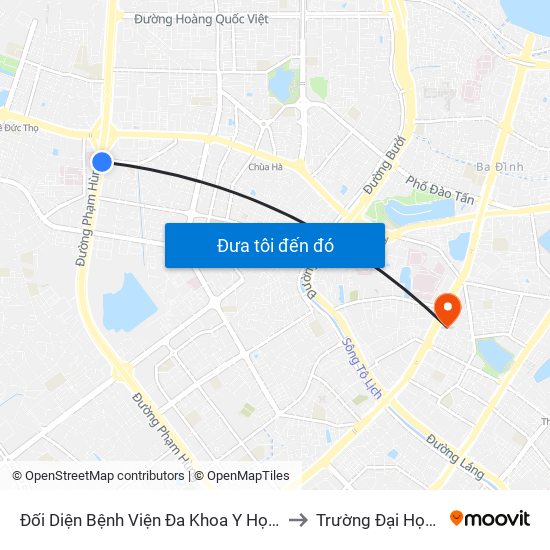 Nhà Máy Nước Mai Dịch - Phạm Hùng to Trường Đại Học Luật Hà Nội map