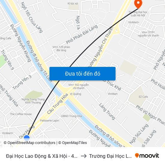 Đại Học Lao Động & Xã Hội - 43 Trần Duy Hưng to Trường Đại Học Luật Hà Nội map