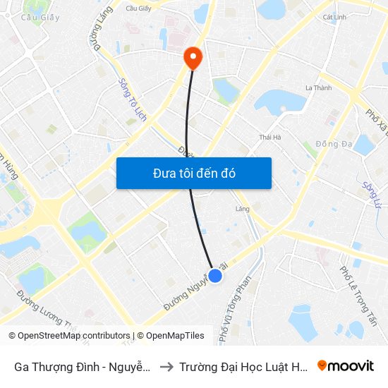 Ga Thượng Đình - Nguyễn Trãi to Trường Đại Học Luật Hà Nội map