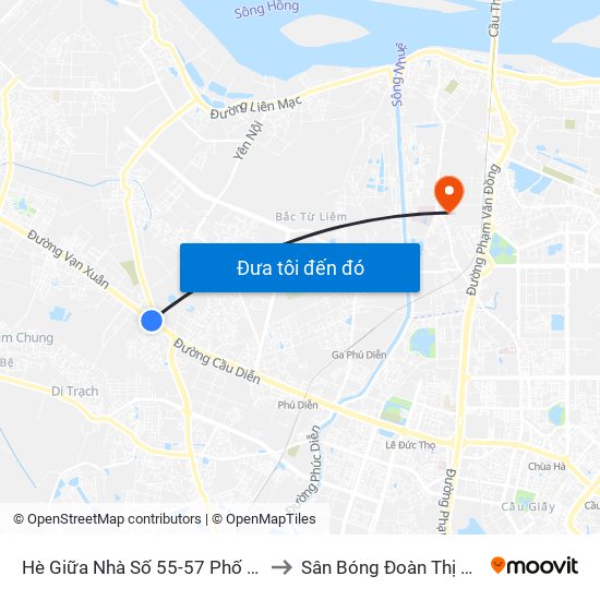 Hè Giữa Nhà Số 55-57 Phố Nhổn to Sân Bóng Đoàn Thị Điểm map