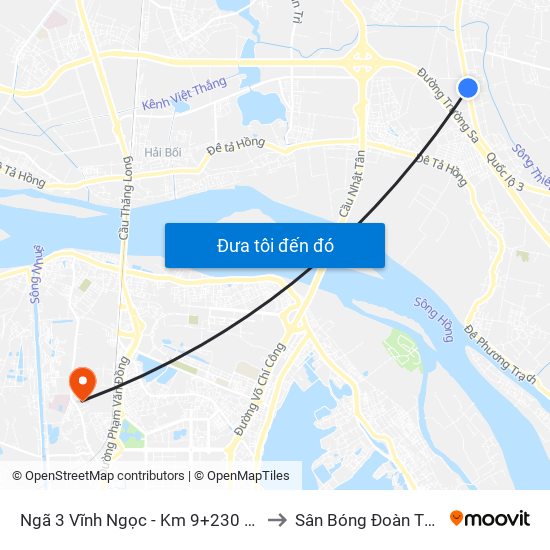 Ngã 3 Vĩnh Ngọc - Km 9+230 Quốc Lộ 3 to Sân Bóng Đoàn Thị Điểm map