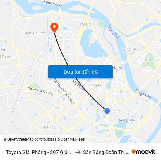 Toyota Giải Phóng - 807 Giải Phóng to Sân Bóng Đoàn Thị Điểm map